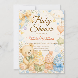 Invitation Whimsical Teddy Bear Baby Shower