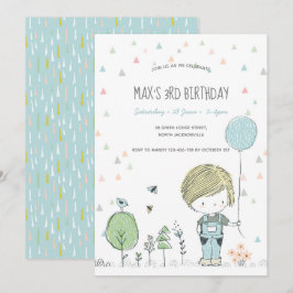 Invitation Whimsical Toddler GARDE Anniversaire de enfant Inv