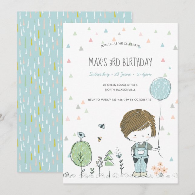 Invitation Whimsical Toddler GARDE Anniversaire de enfant Inv (Devant / Derrière)