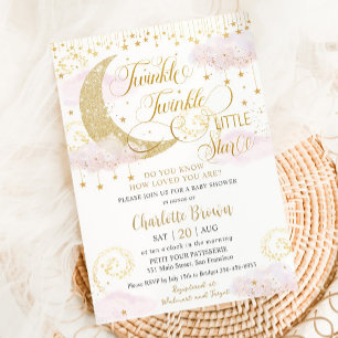 Invitation Whimsical Twinkle petit Baby shower rose étoile