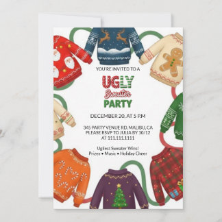 Invitation Whimsical Ugly Sweater Holiday Christmas Party 