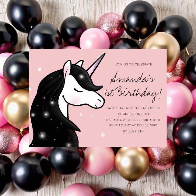 Invitation Whimsical Unicorn Girl Birthday Party (Créateur téléchargé)