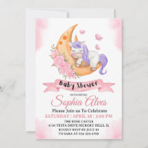 Whimsical Unicorn Lune Baby shower Pour Bébé Fille