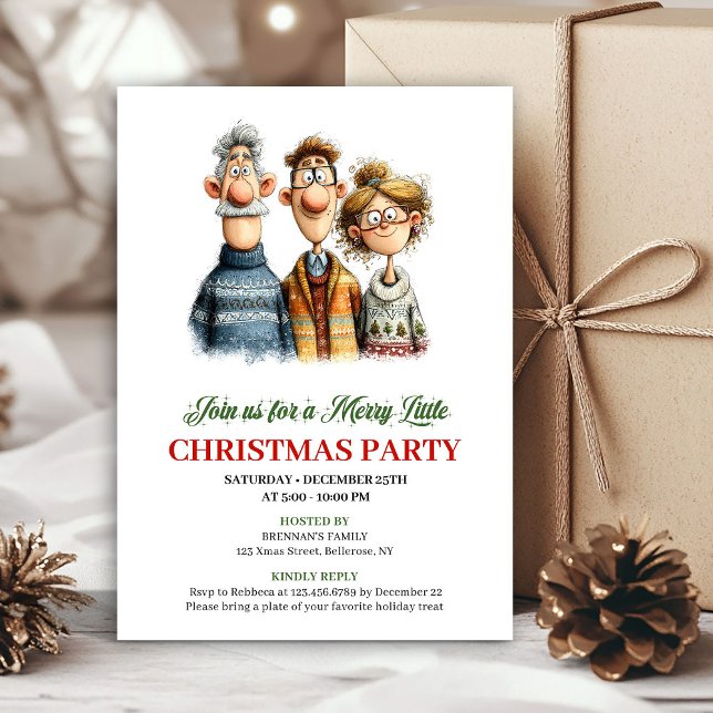 Invitation Whimsical Watercolor Family Editable Christmas  (Whimsical Watercolor Family Editable Christmas Card)
