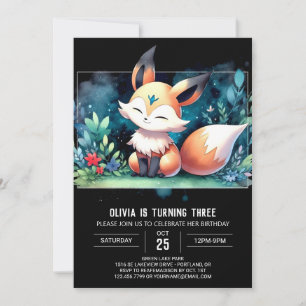 Invitation Whimsical Watercolor Fox Anniversaire numérique