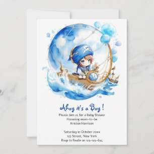 Invitation Whimsical Waves Nautical Boy Baby shower
