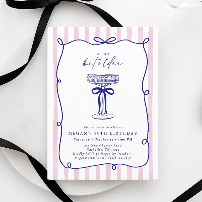 Invitation Whimsical Wavy Frame Tini Bit Ancien 30e anniversa (Créateur téléchargé)