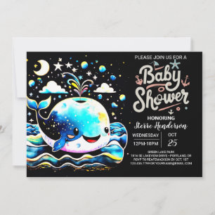 Invitation Whimsical Whale Blue Boy Baby shower