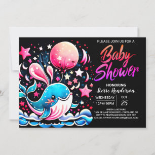 Invitation Whimsical Whale Nautical Girl Baby shower