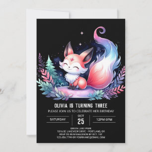 Invitation Whimsical Wild Fox Birthday numérique