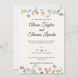 Invitation Whimsical Wildflower & Butterfly Wedding