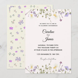 Invitation Whimsical Wildflower Meadow Border Wedding 