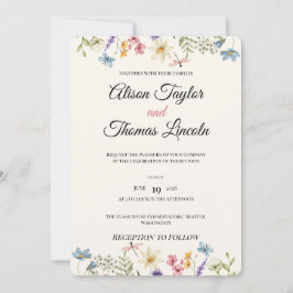 Invitation Whimsical Wildflower Meadow Butterfly Wedding