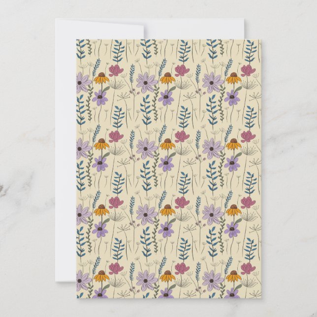 Invitation Whimsical Wildflower Seamless Pattern (Devant)