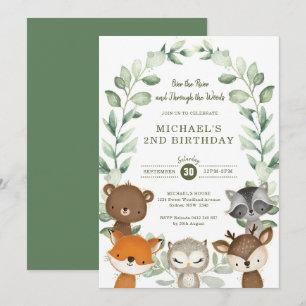 Invitation Whimsical Woodland Forest Friend Green Anniversair