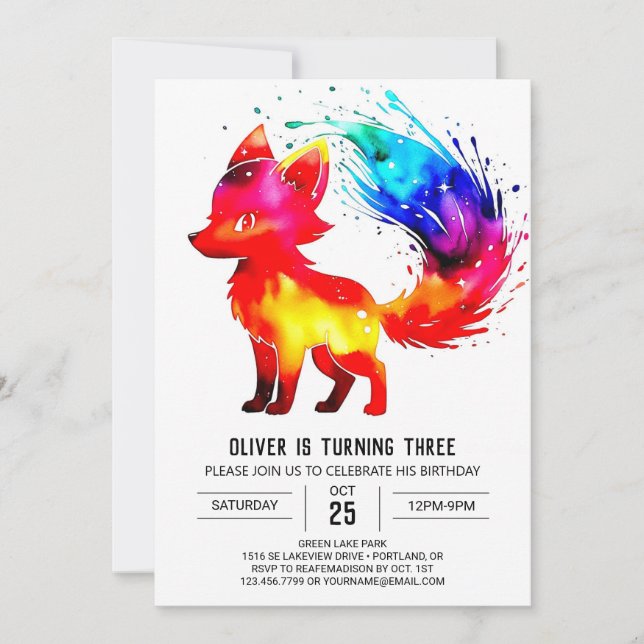 Invitation Whimsical Woodland Fox Digital Boy Anniversaire (Devant)