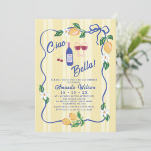 Invitation Whimsical Yellow Strip Ciao Bella Fête des mariées