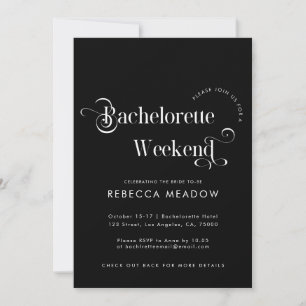 Invitation Whimssar Retro Script Black Bachelorette Party