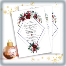 Whimssical Winter Bourgogne Floral Pine Mariage