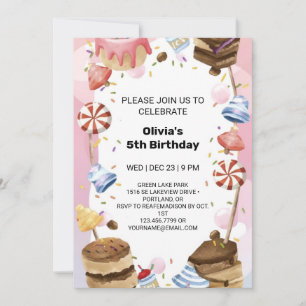 Invitation Whimsski Candyland Anniversaire Amusement pour les