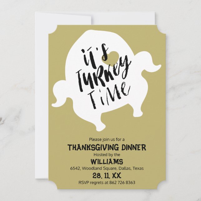 Invitation Whimssson Turquie Heure Thanksgiving Dîner (Devant)