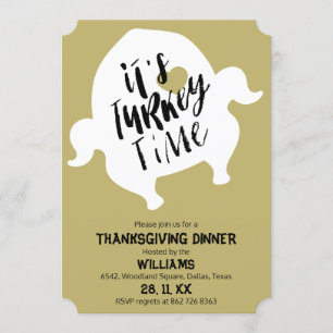 Invitation Whimssson Turquie Heure Thanksgiving Dîner