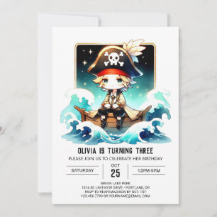 Invitation Whimsy Boho Pirate Anniversaire