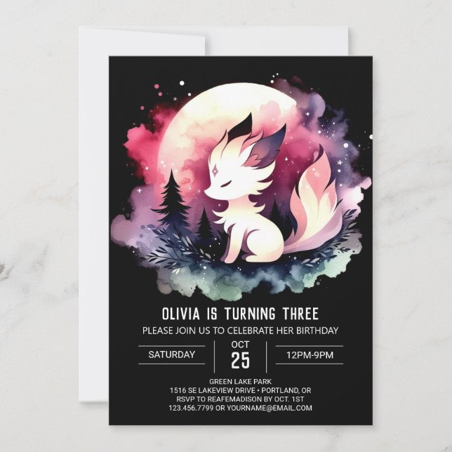 Invitation Whimsy Boho Wolf Anniversaire (Devant)