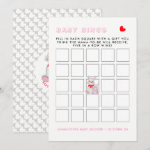 Whimsy Bunny Rabbits Baby shower Jeu de Bingo