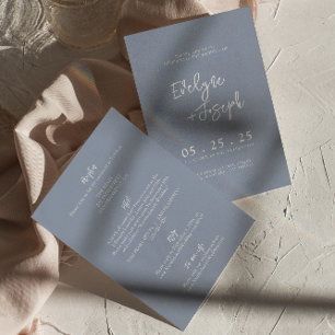 Invitation Whimsy Dusty Blue Boho tout en un Mariage