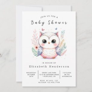 Invitation Whimsy Editable Owl Baby shower