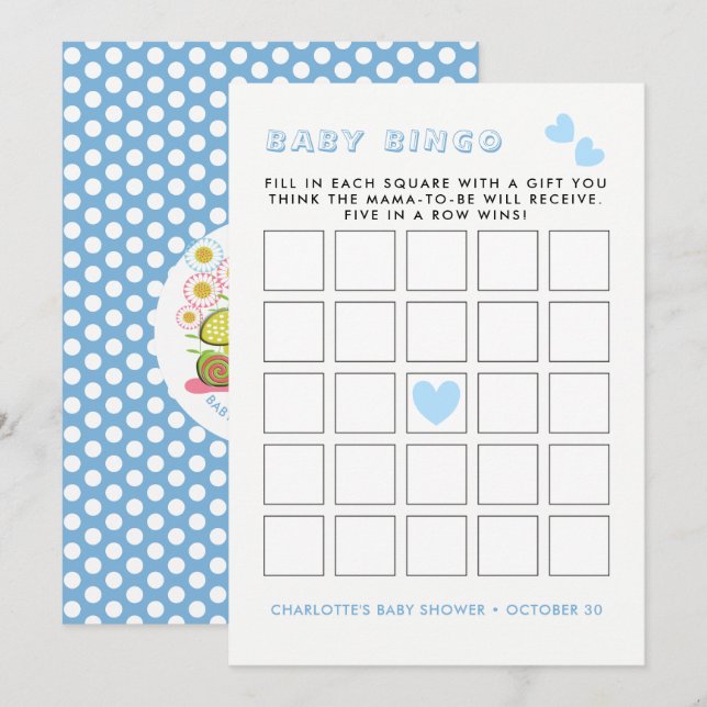 Invitation Whimsy Fairy Tale Garden Baby shower Jeu de Bingo (Devant / Derrière)