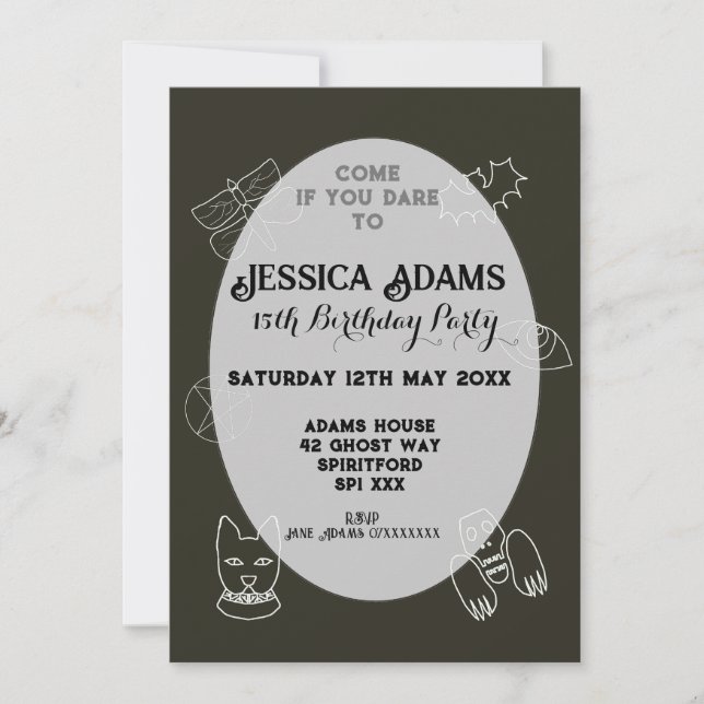 Invitation Whimsy goth fête d'anniversaire envoûtante gothiqu (Devant)