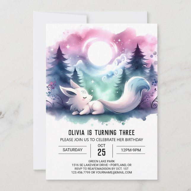 Invitation Whimsy Happy Wolf Birthday (Devant)