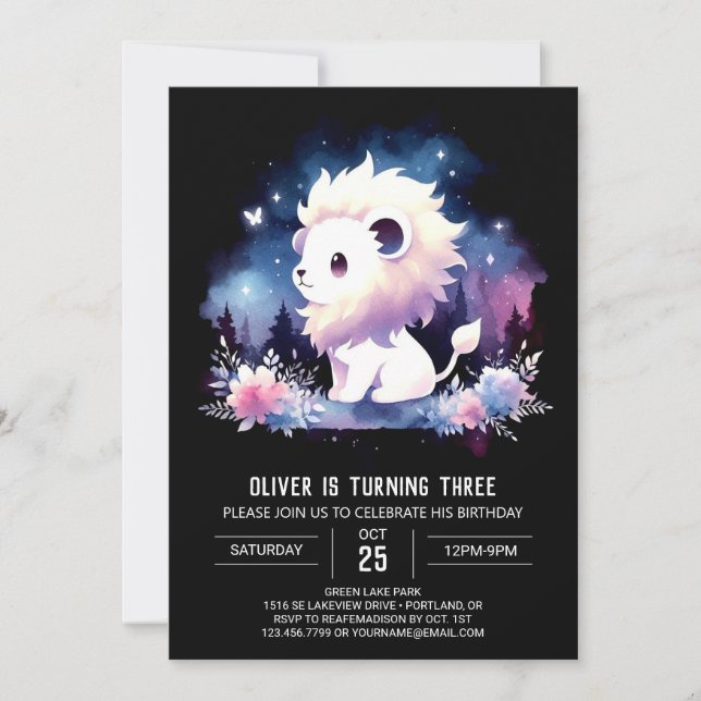 Invitation Whimsy Kids Lion Anniversaire (Devant)