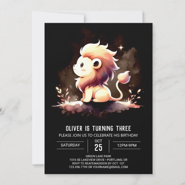 Invitation Whimsy Modern Lion Anniversaire (Devant)