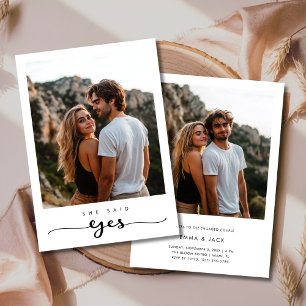 Invitation Whimsy Script 2 Photo Elle A Dit Oui Fiançailles