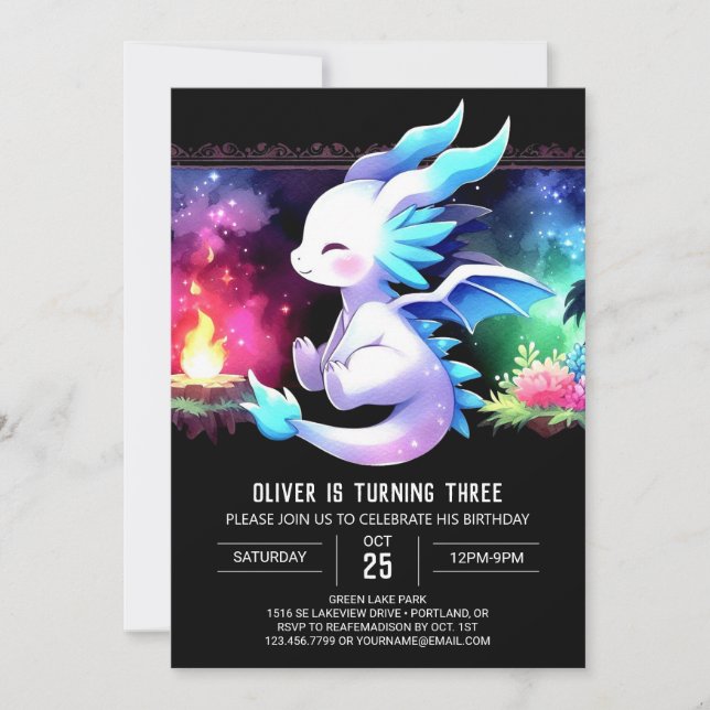Invitation Whimsy Wild Dragon Anniversaire (Devant)