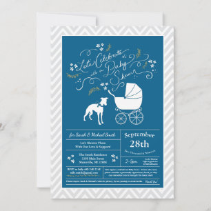 Invitation Whippet Chien Baby shower Garçon bleu