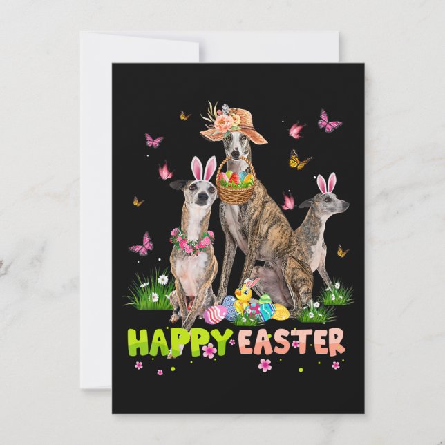 Invitation Whippet Joyeux Lapin de Pâques Œufs Cadeau de Pâqu (Devant)