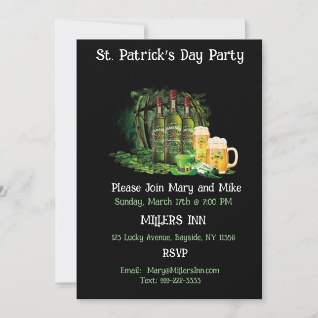 Invitation Whiskey And Beer St. Patrick's Day Party (Devant)