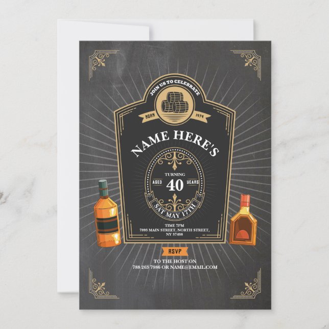 Invitation Whiskey Birthday Aged to Perfection 50th 60th Mens (Devant)