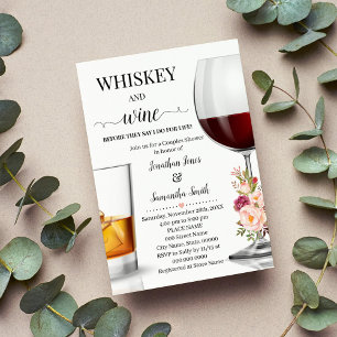 Invitation Whiskey et vin avant de faire wedding shower rose