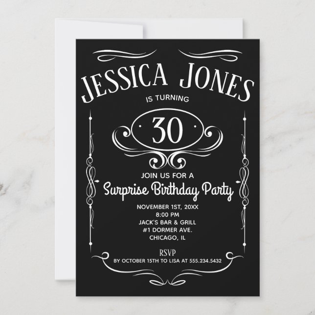 Invitation Whiskey Étiquette 30e anniversaire (Devant)