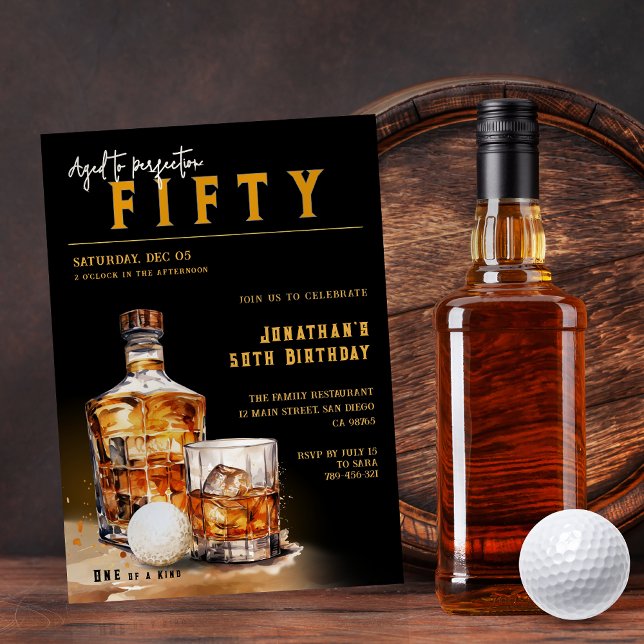 Invitation Whiskey & Golf Magazine Couverture Anniversaire (Whiskey & Golf Magazine Cover Birthday Party Invitation)
