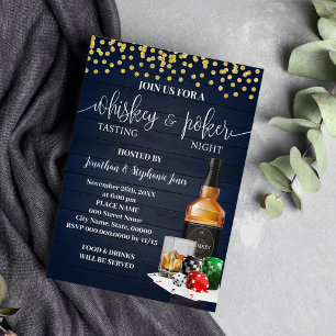 Invitation Whiskey & Poker Soirée Boissons Night Out