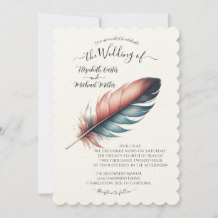 Invitation Whispers of Grace Feathered Élégance Minimalisme