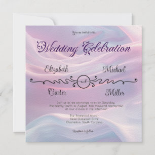 Invitation Whispers of Silk : Dreamy Pastel Waves Pink Blue