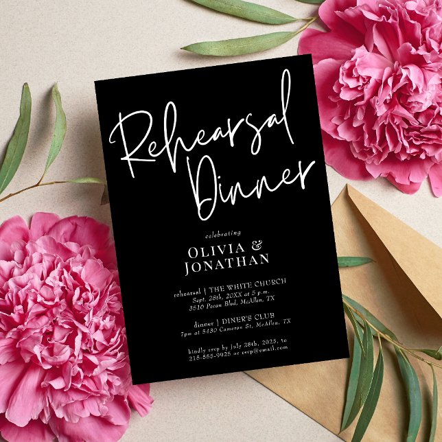 Invitation White and Black Wedding Rehearsal Dinner (Créateur téléchargé)