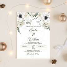 White Black Green Elegant Anemone Wedding